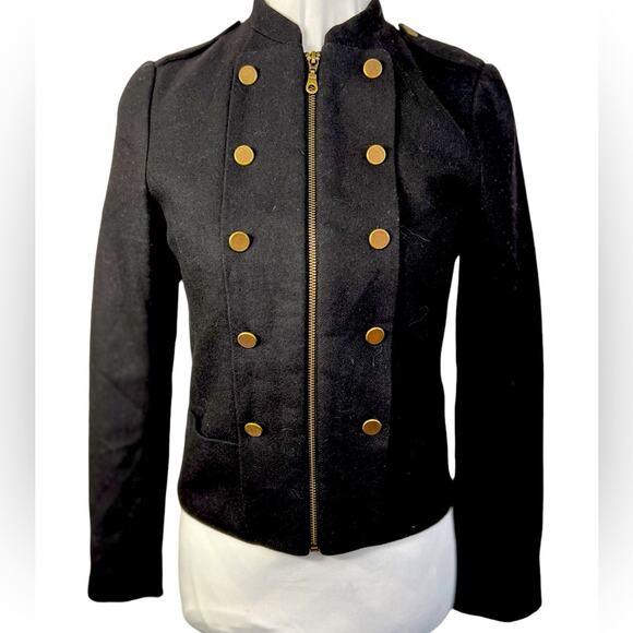 H&M Military Inspired Wool Blend Black Jacket Size 4 - Picture 1 of 10